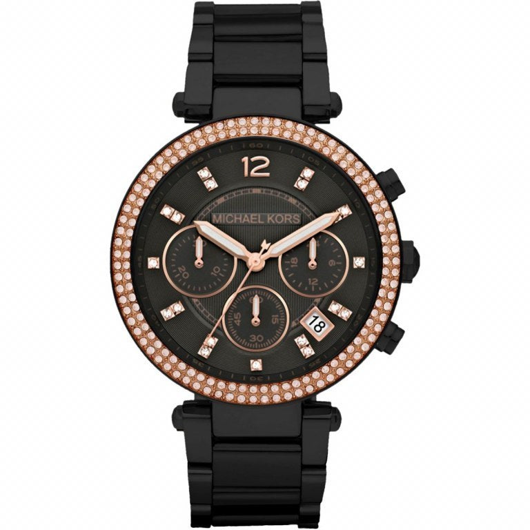 Shop Authentic Michael Kors Parker Diamonds Black Dial Black Steel Strap Watch for Women - MK5885 - Luxxuri