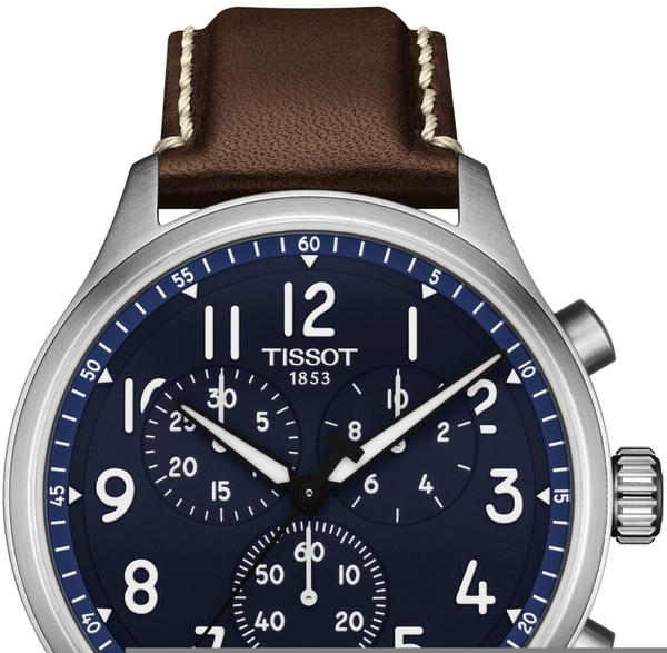 Shop Authentic Tissot Chrono XL Vintage Blue Dial Brown Leather Strap Watch For Men - T116.617.16.042.00 - Luxxuri