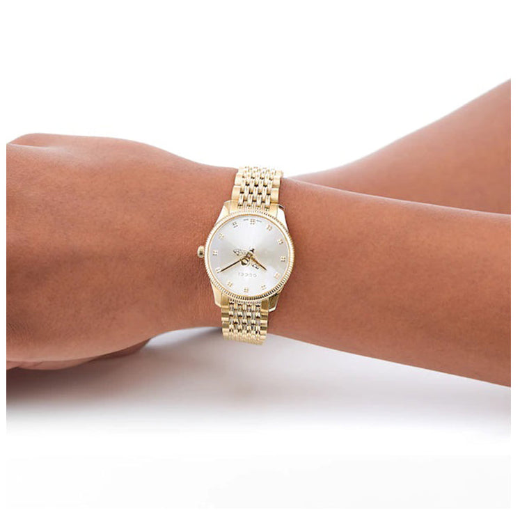 Gucci G Timeless Mother of Pearl Dial Gold Steel Strap Watch For Women - YA1265021