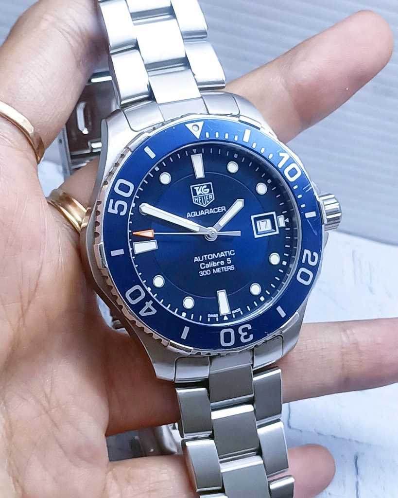 Shop Authentic Tag Heuer Aquaracer Caliber 5 Automatic Blue Dial Silver Steel Strap Watch for Men - WAN2111.BA0822 - Luxxuri