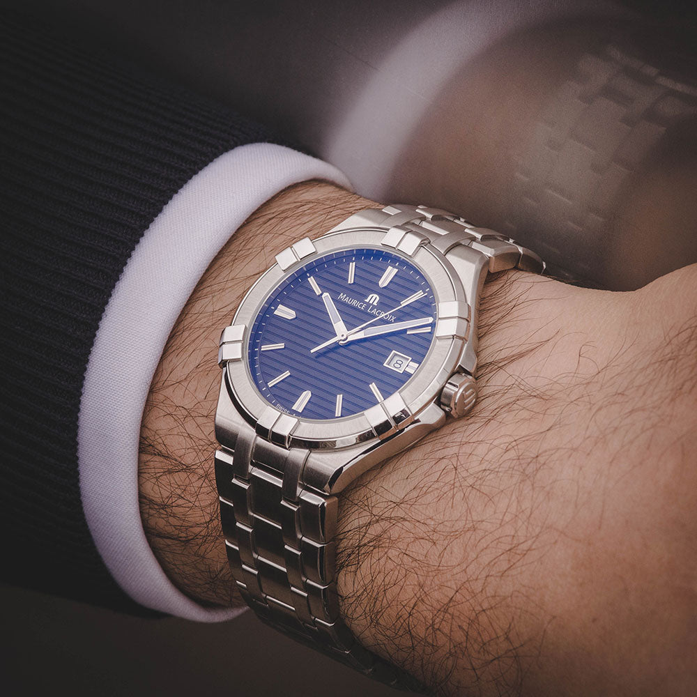Shop Authentic Maurice Lacroix Aikon Venturer Black Dial Silver Steel Strap Watch for Men - AI1008-SS002-331-1 - Luxxuri