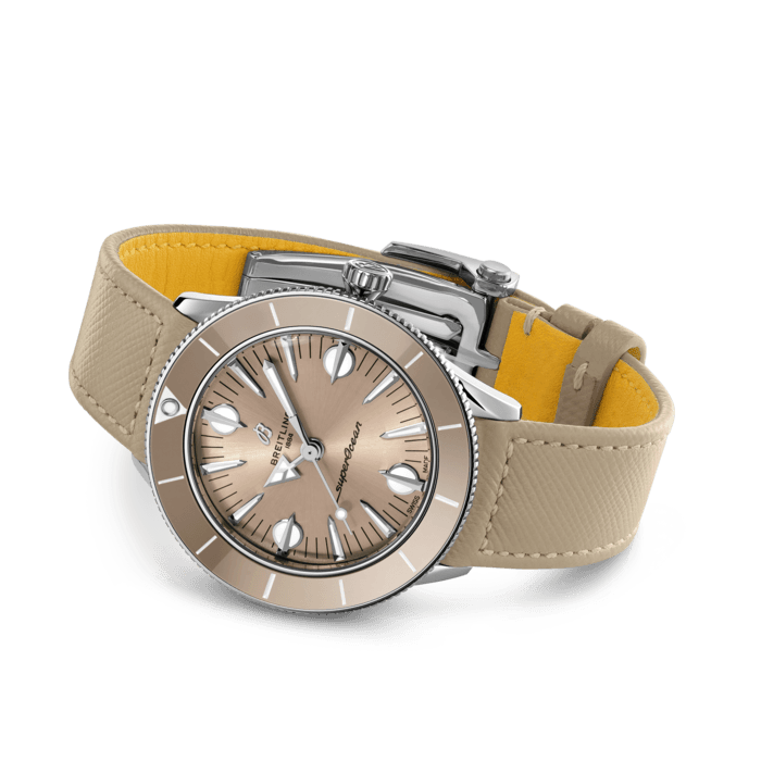Breitling Superocean Heritage '57 Brown Dial Beige Leather Strap Watch for Women - A10340A41A1X1