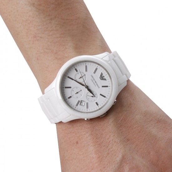 Shop Authentic Emporio Armani Ceramica Chronograph White Dial White Strap Watch For Men - AR1453 - Luxxuri