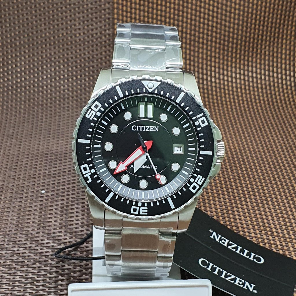 Shop Authentic Citizen Mechanical Black Dial Silver Steel Strap Watch For Men - NJ0120-81E - Luxxuri