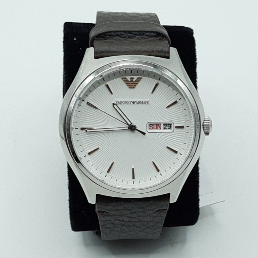 Shop Authentic Emporio Armani Dress Quartz White Dial Brown Leather Strap Watch For Men - AR1999 - Luxxuri