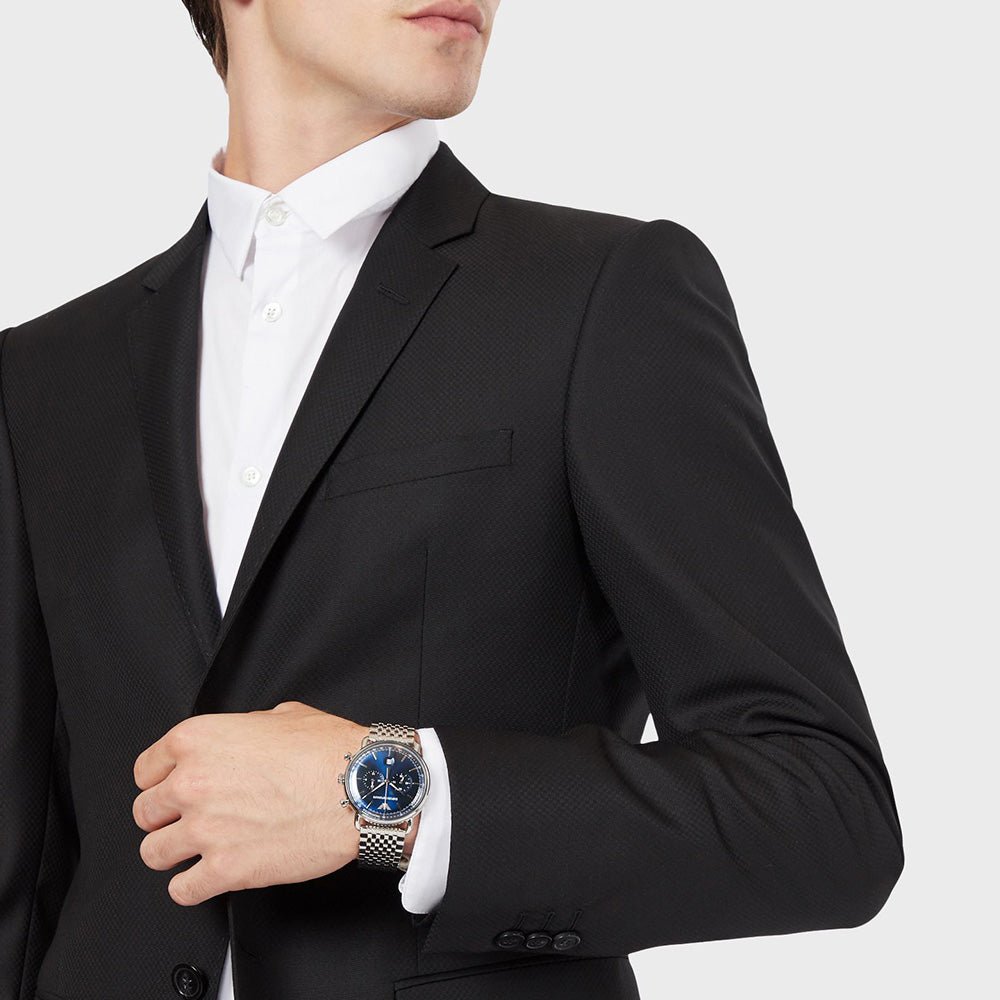 Shop Authentic Emporio Armani Aviator Chronograph Blue Dial Silver Steel Strap Watch For Men - AR11238 - Luxxuri