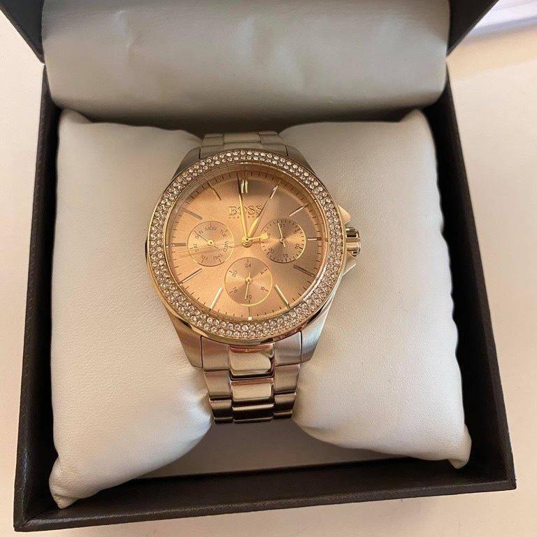 Hugo Boss Premiere Rose Gold Dial Rose Gold Steel Strap Watch for Women - 1502443