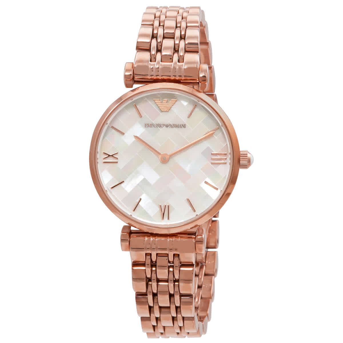 Shop Authentic Emporio Armani Mother of Pearl Dial Rose Gold Steel Strap Watch For Women - AR11110 - Luxxuri