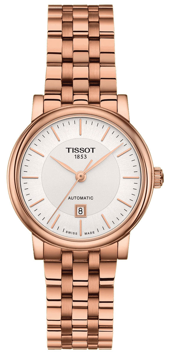 Shop Authentic Tissot T Classic Carson Premium White Dial Rose Gold Steel Strap Watch for Women - T122.207.33.031.00 - Luxxuri