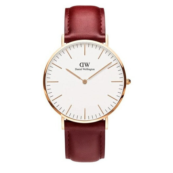 Shop Authentic Daniel Wellington Classic Suffolk White Dial Brown Leather Strap Watch For Women - DW00100120 - Luxxuri