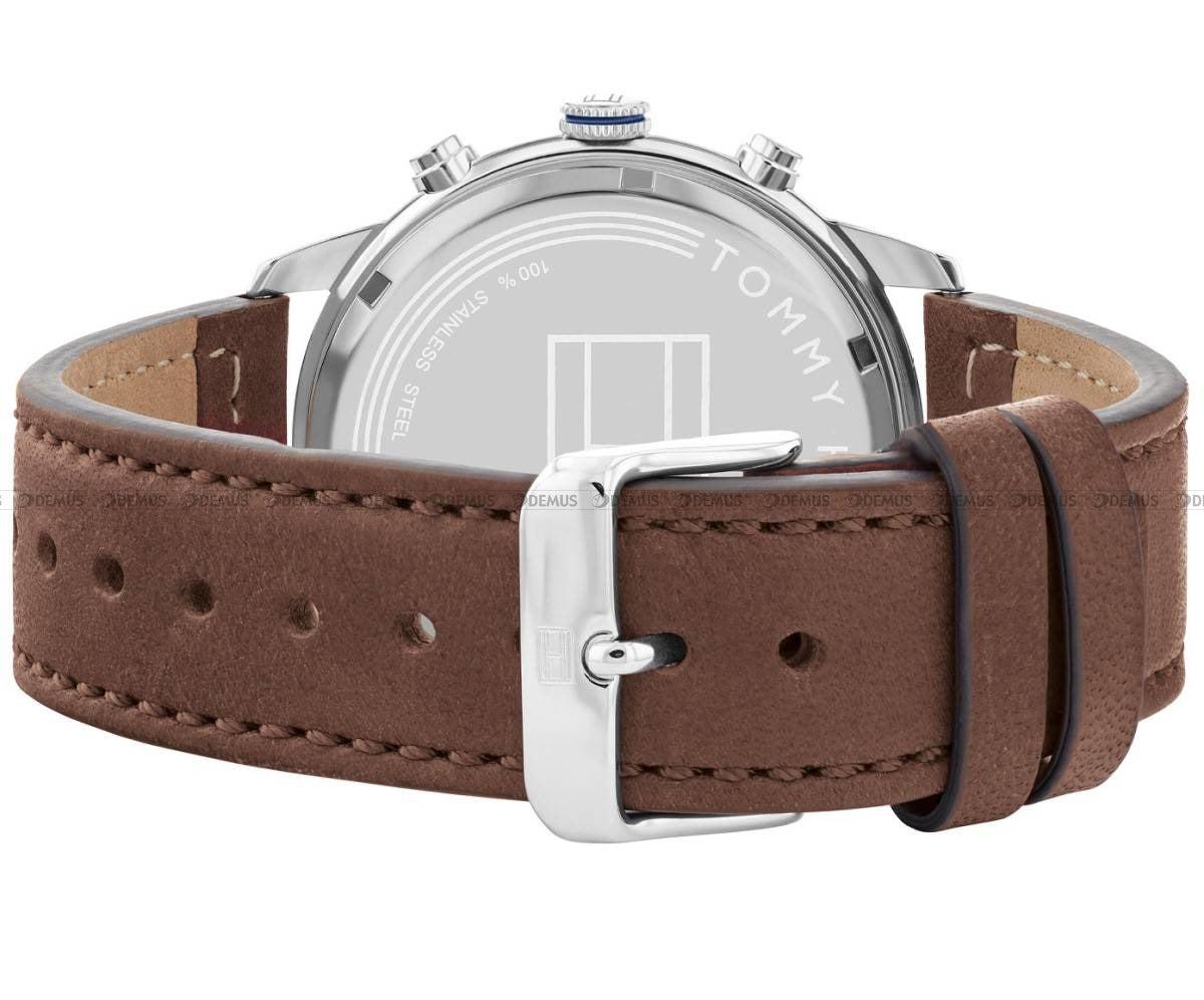 Shop Authentic Tommy Hilfiger Jimmy Chronograph Quartz Blue Dial Brown Leather Strap Watch For Men - 1791946 - Luxxuri