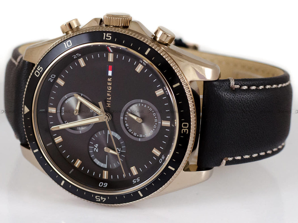 Shop Authentic Tommy Hilfiger Parker Chronograph Black Dial Brown Leather Strap Watch For Men - 1791836 - Luxxuri