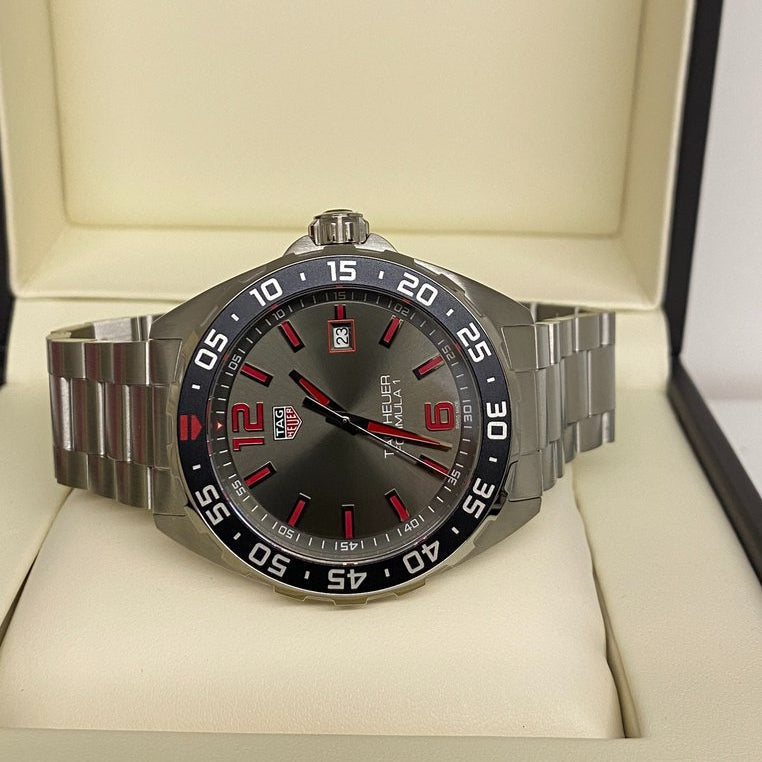 Shop Authentic Tag Heuer Formula 1 Quartz Anthracite Dial Silver Steel Strap Watch for Men - WAZ1018.BA0842 - Luxxuri
