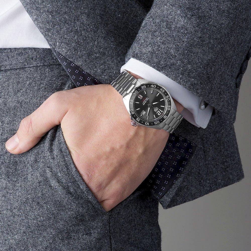 Shop Authentic Tag Heuer Formula 1 Calibre 5 Chronograph Anthracite Dial Silver Steel Strap Watch for Men - WAZ2011.BA0842 - Luxxuri