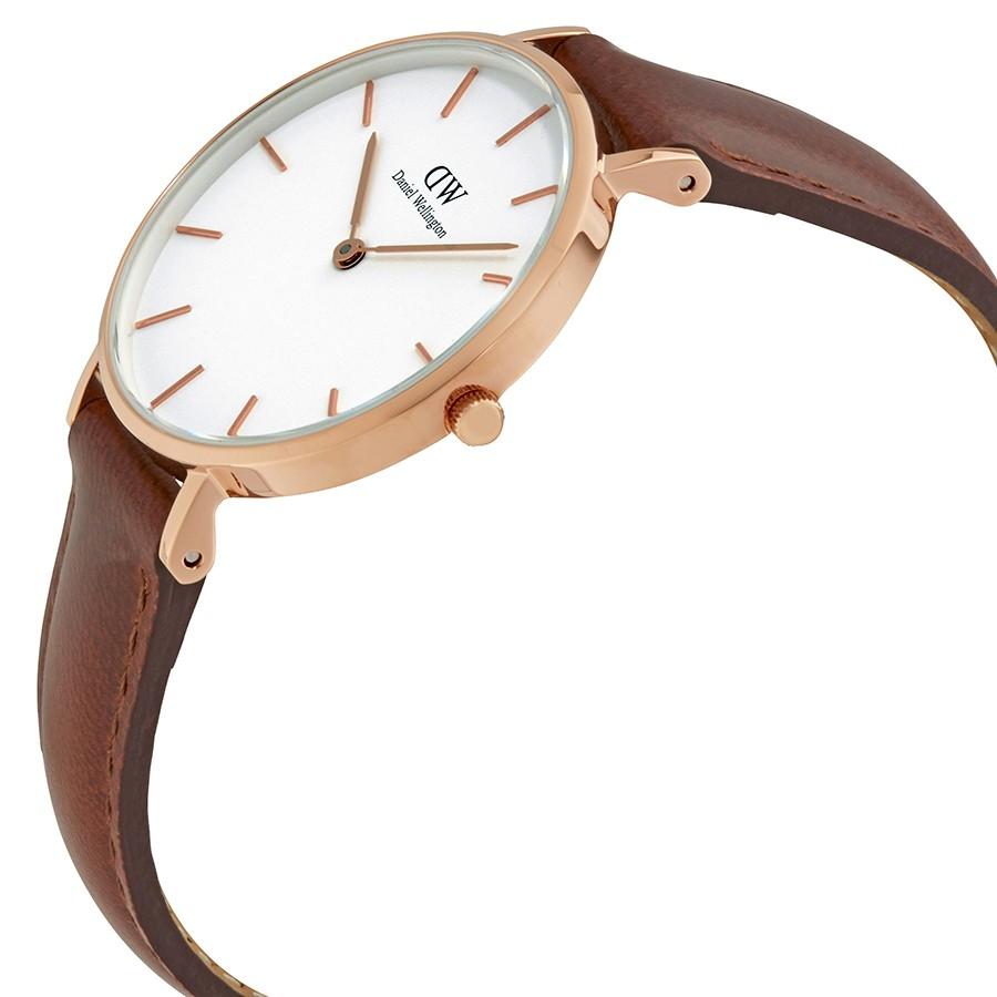Shop Authentic Daniel Wellington Petite St Mawes White Dial Brown Leather Strap Watch For Women - DW00100175 - Luxxuri