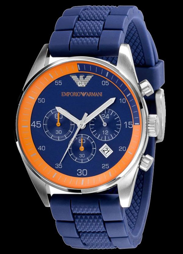 Shop Authentic Emporio Armani Chronograph Blue Dial Blue Rubber Strap Watch For Men - AR5864 - Luxxuri