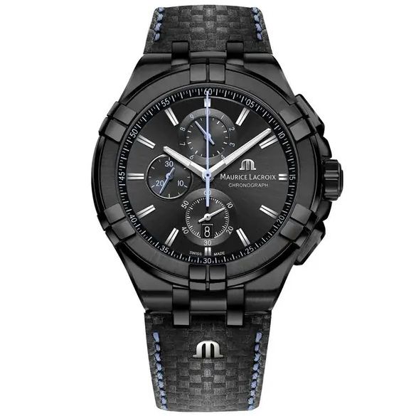 Shop Authentic Maurice Lacroix Aikon Chronograph Limited Edition Black Dial Black Leather Strap Watch for Men - AI1018-PVB01-337-1 - Luxxuri