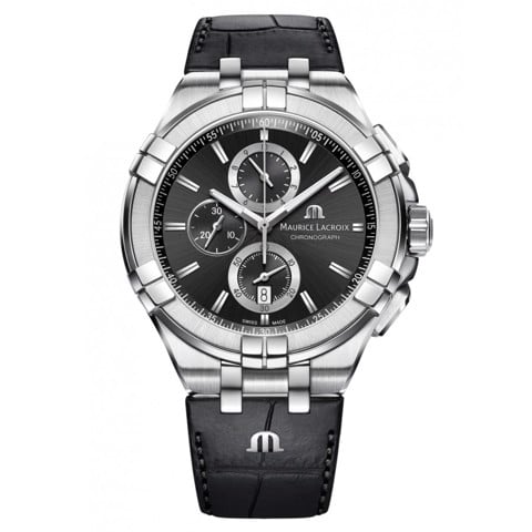 Shop Authentic Maurice Lacroix Aikon Chronograph Black Dial Black Leather Strap Watch for Men - AI1018-SS001-330-1 - Luxxuri