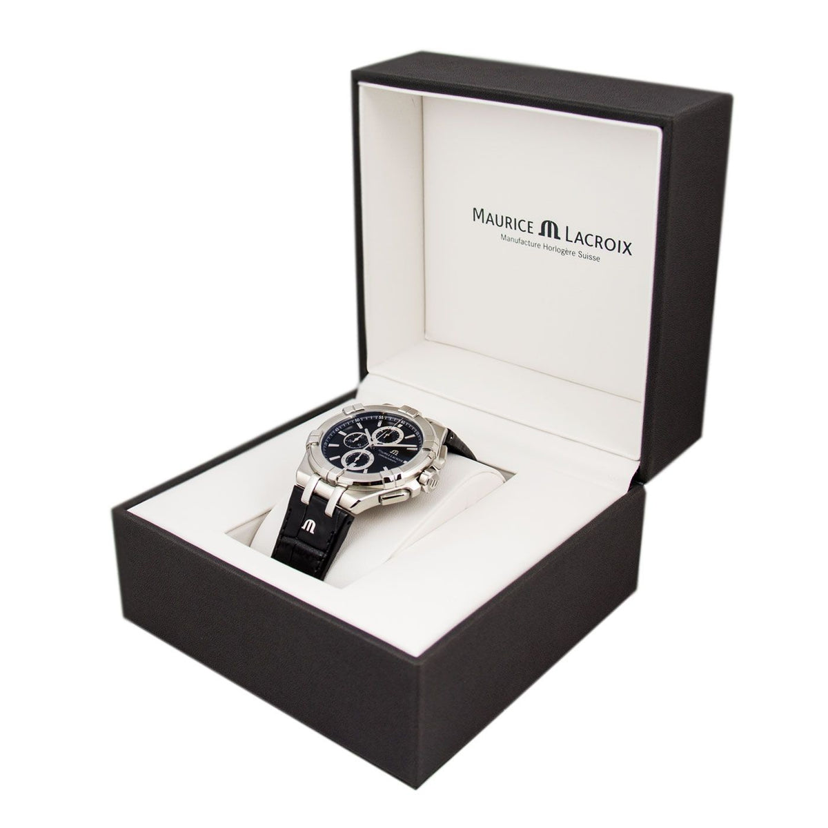 Shop Authentic Maurice Lacroix Aikon Chronograph Black Dial Black Leather Strap Watch for Men - AI1018-SS001-330-1 - Luxxuri