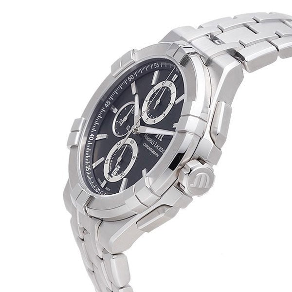 Shop Authentic Maurice Lacroix Aikon Chronograph Black Dial Silver Steel Strap Watch for Men - AI1018-SS002-330-1 - Luxxuri