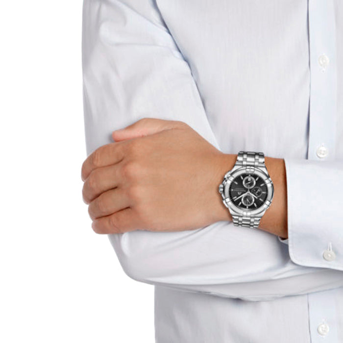 Shop Authentic Maurice Lacroix Aikon Chronograph Black Dial Silver Steel Strap Watch for Men - AI1018-SS002-330-1 - Luxxuri