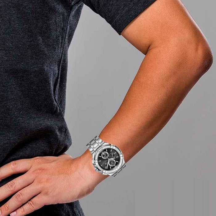 Shop Authentic Maurice Lacroix Aikon Chronograph Black Dial Silver Steel Strap Watch for Men - AI1018-SS002-330-1 - Luxxuri
