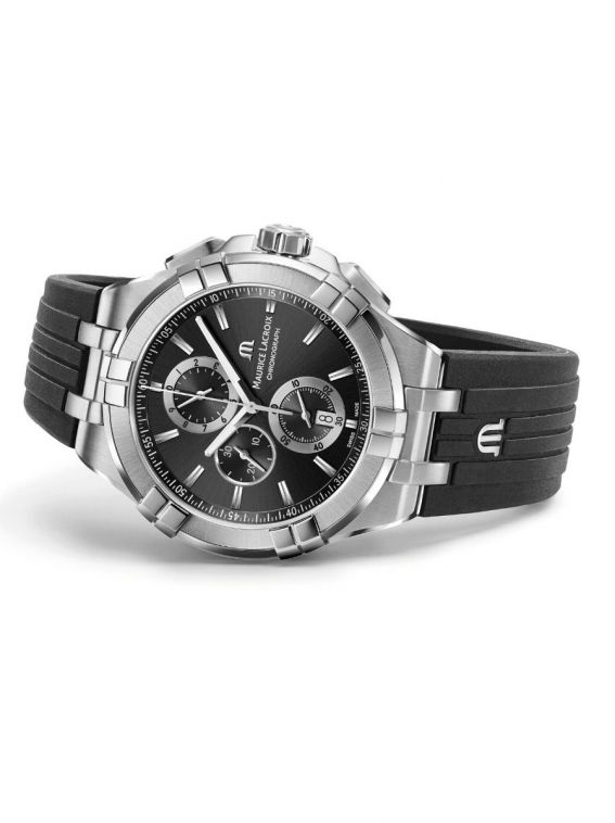 Shop Authentic Maurice Lacroix Aikon Chronograph Black Dial Black Leather Strap Watch for Men - AI1018-SS001-330-2 - Luxxuri