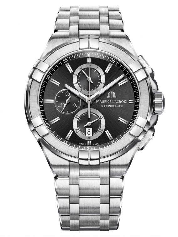 Shop Authentic Maurice Lacroix Aikon Chronograph Black Dial Silver Steel Strap Watch for Men - AI1018-SS002-330-1 - Luxxuri