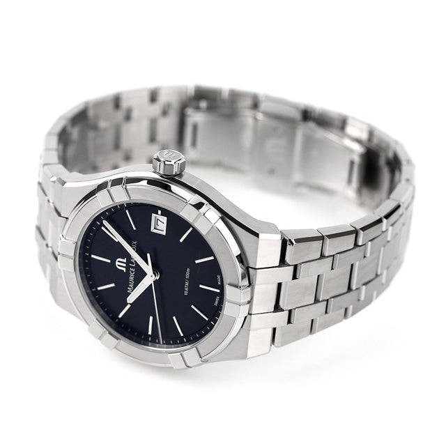 Shop Authentic Maurice Lacroix Aikon Date Quartz Black Dial Silver Steel Strap Watch for Men - AI1108-SS002-330-1 - Luxxuri