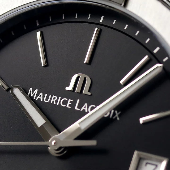 Shop Authentic Maurice Lacroix Aikon Date Quartz Black Dial Silver Steel Strap Watch for Men - AI1108-SS002-330-1 - Luxxuri