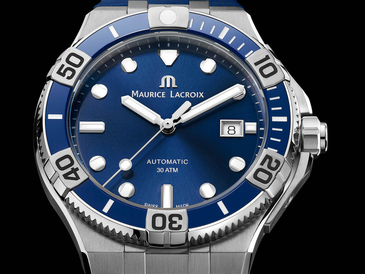 Shop Authentic Maurice Lacroix Aikon Venturer Blue Dial Blue Rubber Strap Watch for Men - AI6058-SS001-430-1 - Luxxuri