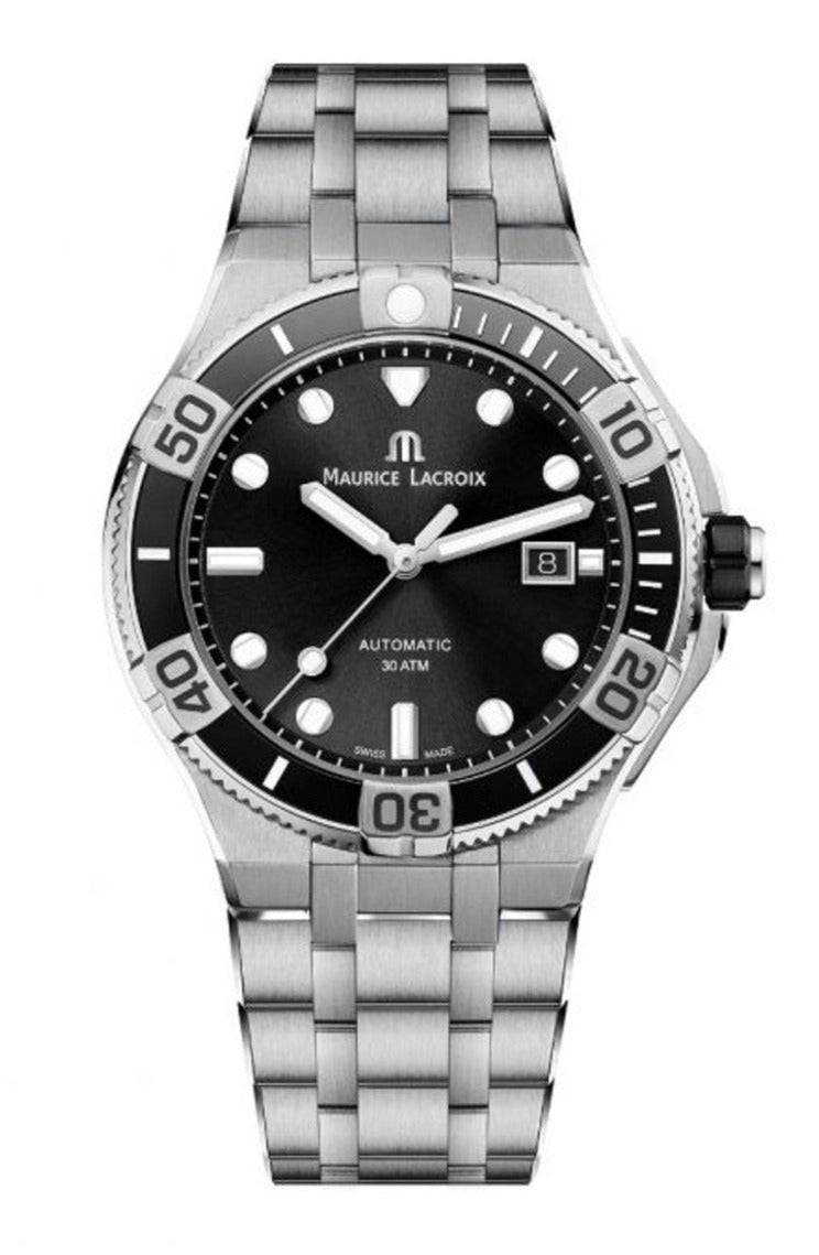 Shop Authentic Maurice Lacroix Aikon Venturer Black Dial Silver Steel Strap Watch for Men - AI6058-SS002-330-1 - Luxxuri