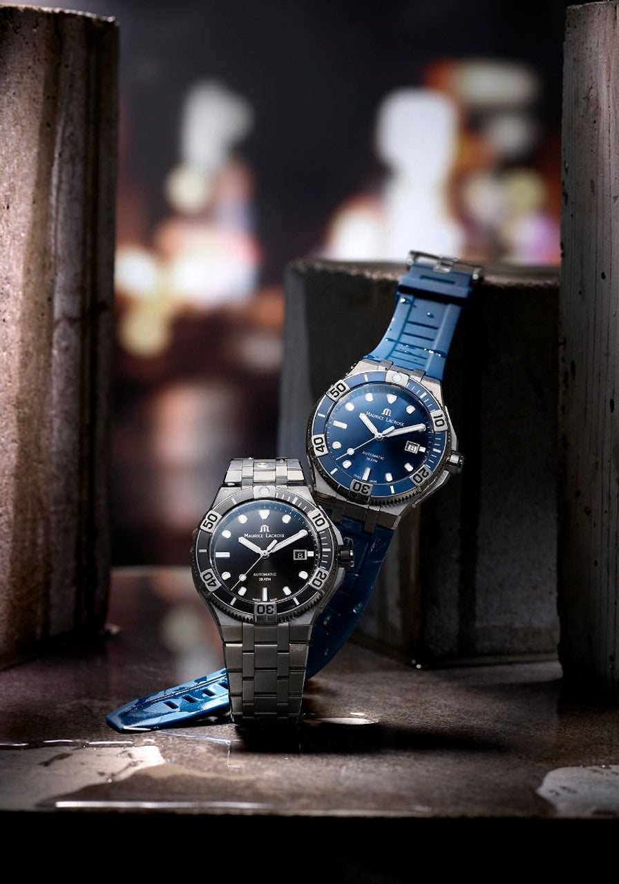 Shop Authentic Maurice Lacroix Aikon Venturer Blue Dial Blue Rubber Strap Watch for Men - AI6058-SS001-430-1 - Luxxuri