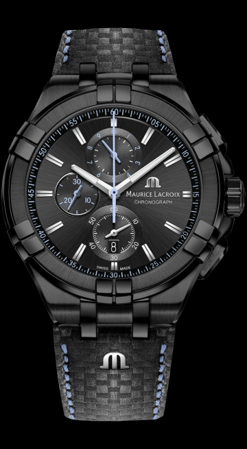 Shop Authentic Maurice Lacroix Aikon Chronograph Limited Edition Black Dial Black Leather Strap Watch for Men - AI1018-PVB01-337-1 - Luxxuri
