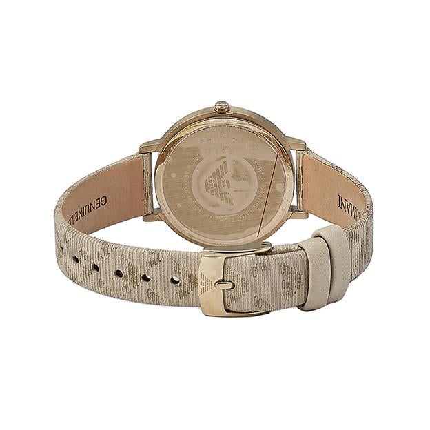 Shop Authentic Emporio Armani Kappa Quartz Silver Dial Beige Leather Strap Watch For Women - AR11042 - Luxxuri