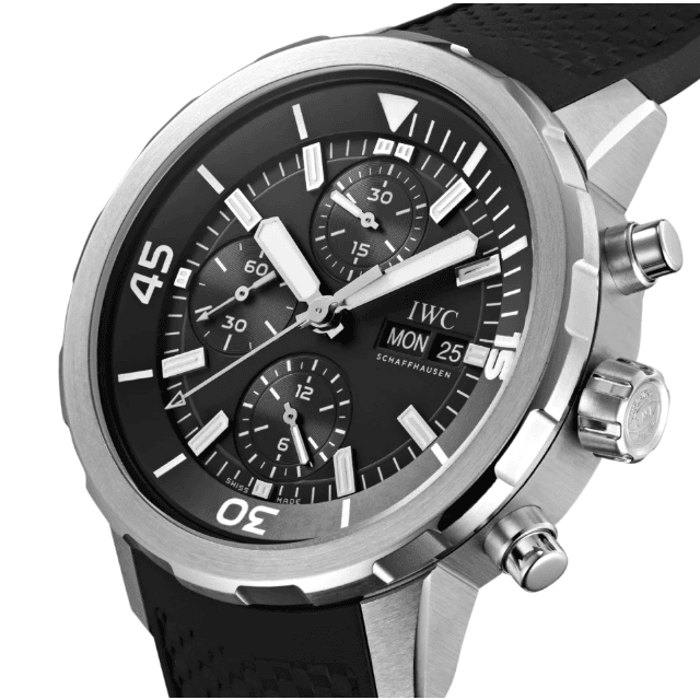 Shop Authentic IWC Aquatimer Chronograph Black Dial Black Leather Strap Watch for Men - IW376803 - Luxxuri