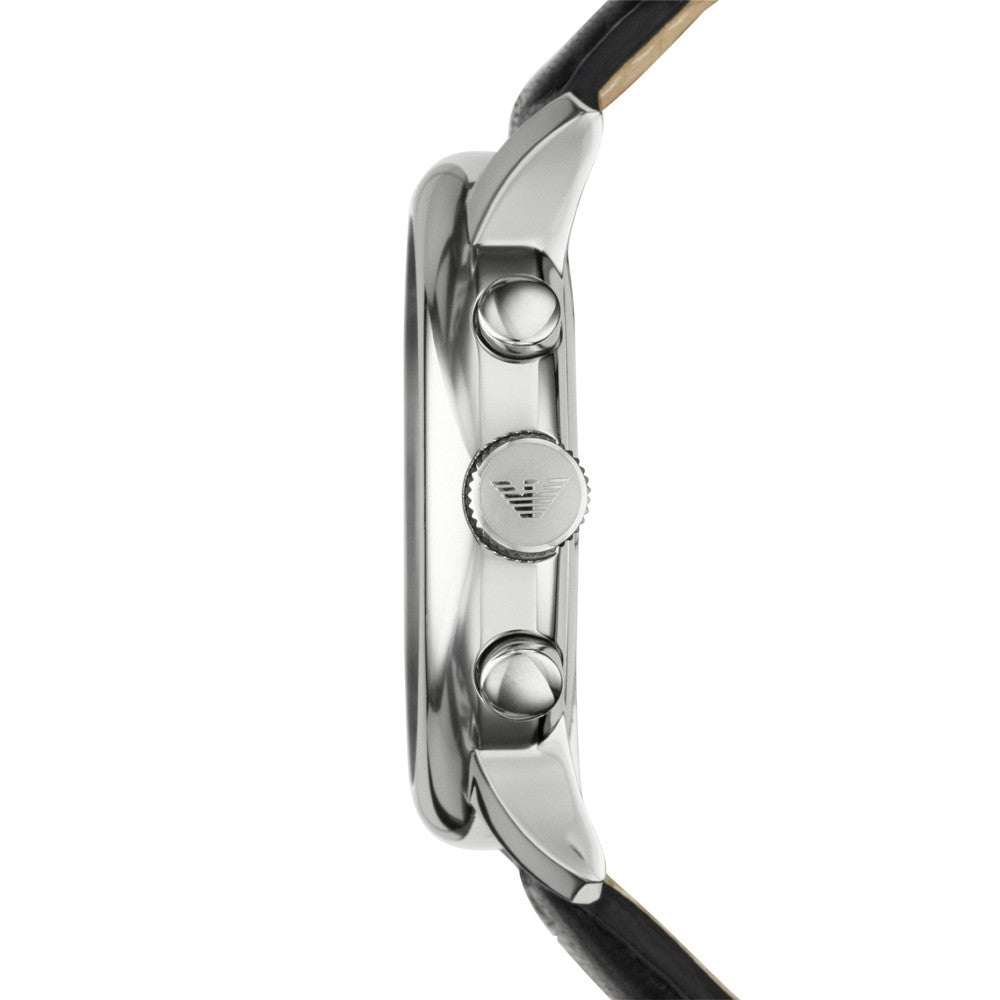 Shop Authentic Emporio Armani Classic Chronograph Black Dial Black Leather Strap Watch For Men - AR0431 - Luxxuri