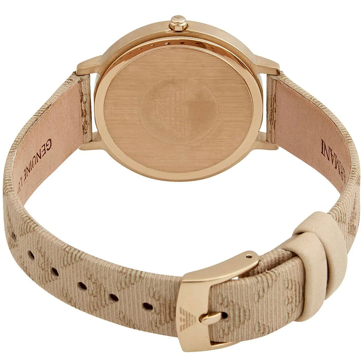 Shop Authentic Emporio Armani Kappa Quartz Silver Dial Beige Leather Strap Watch For Women - AR11042 - Luxxuri