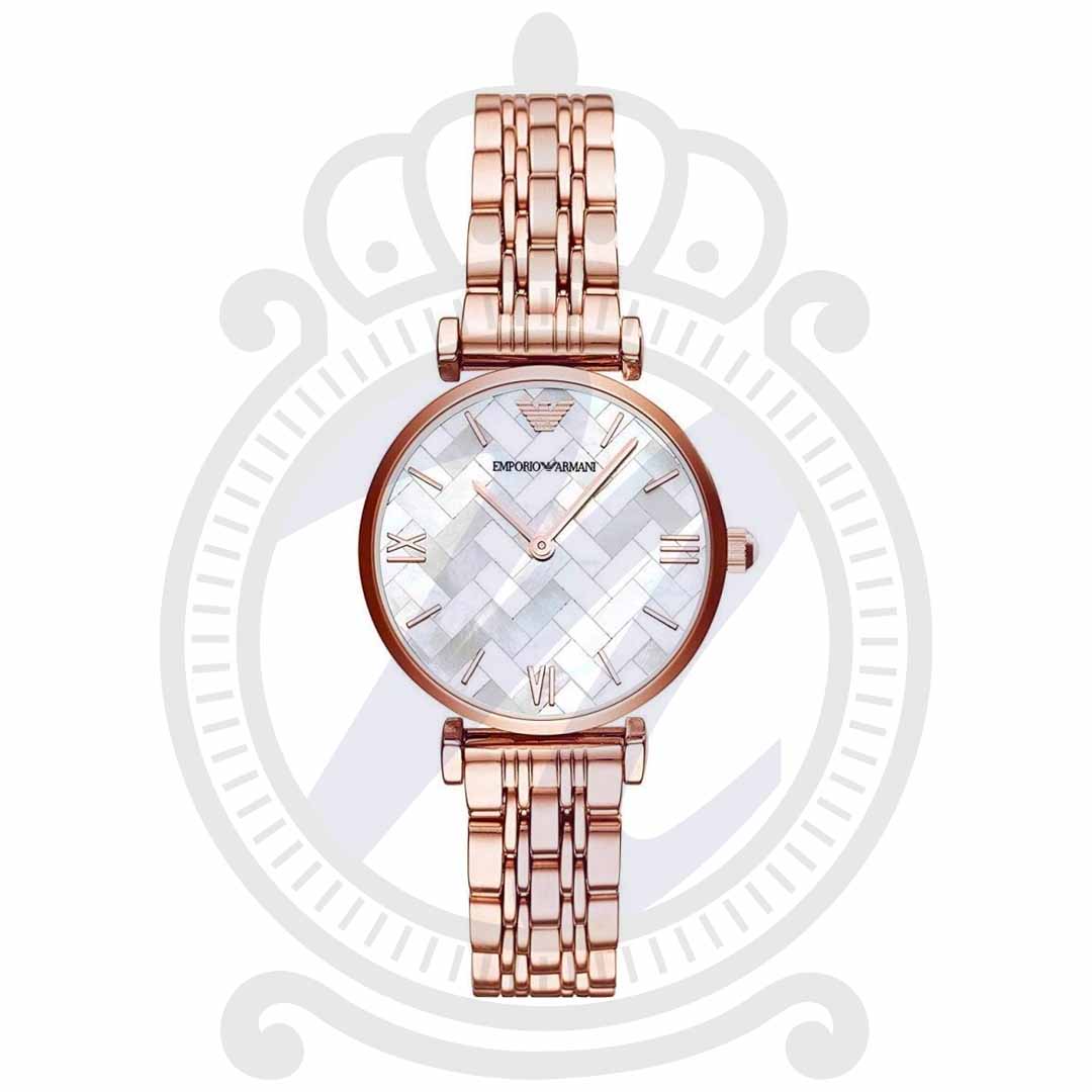 Shop Authentic Emporio Armani Mother of Pearl Dial Rose Gold Steel Strap Watch For Women - AR11110 - Luxxuri