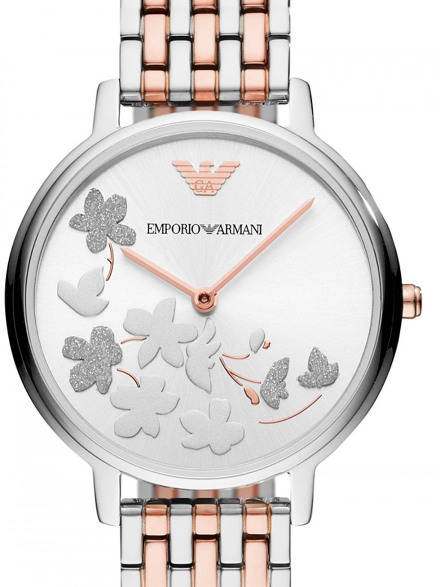 Shop Authentic Emporio Armani Silver Sunray Dial Two Tone Steel Strap Watch For Women - AR11113 - Luxxuri