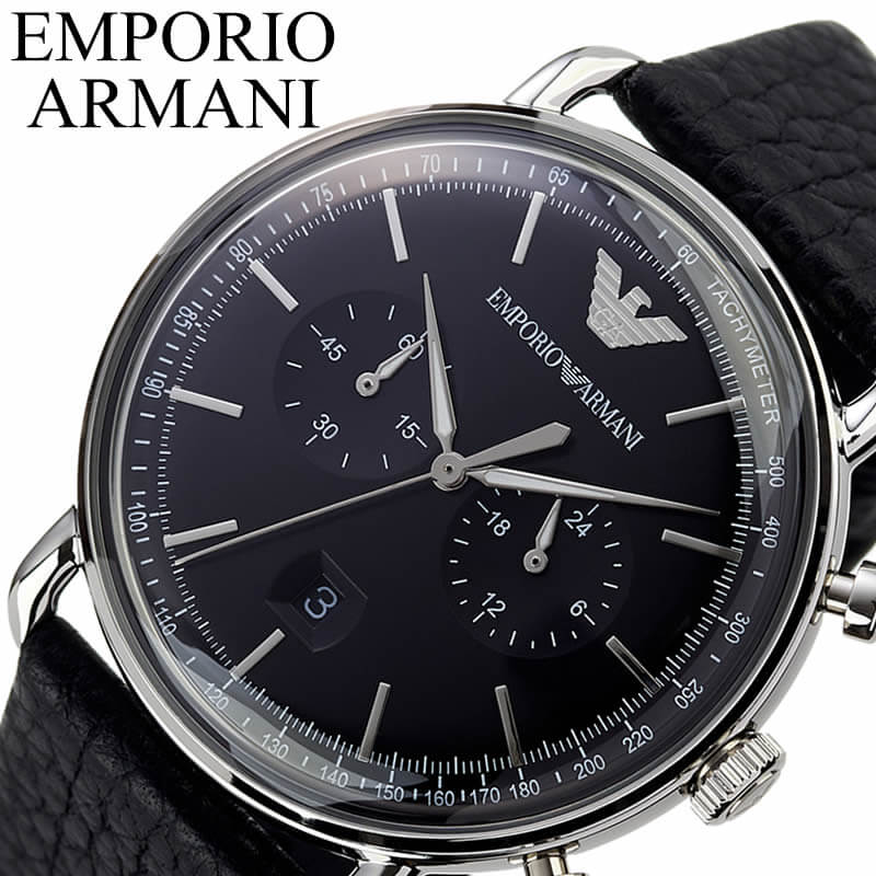 Shop Authentic Emporio Armani Aviator Chronograph Black Dial Black Leather Strap Watch For Men - AR11143 - Luxxuri