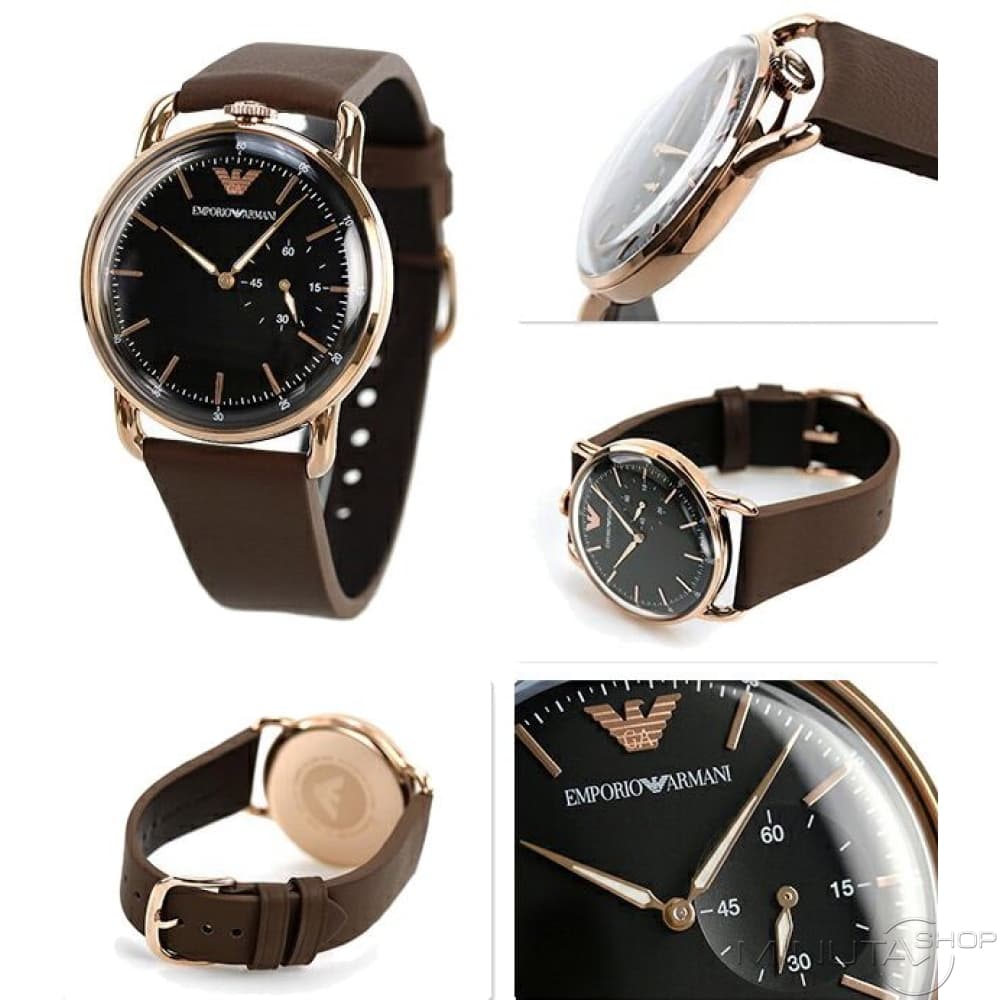 Shop Authentic Emporio Armani Aviator Quartz Black Dial Brown Leather Strap Watch For Men - AR11337 - Luxxuri