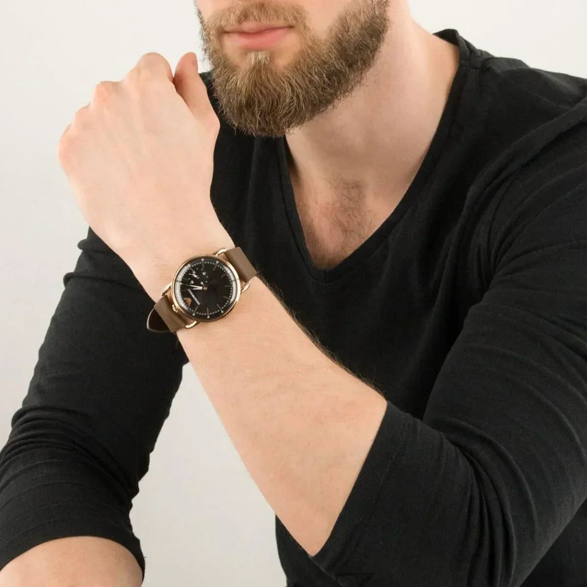 Shop Authentic Emporio Armani Aviator Quartz Black Dial Brown Leather Strap Watch For Men - AR11337 - Luxxuri