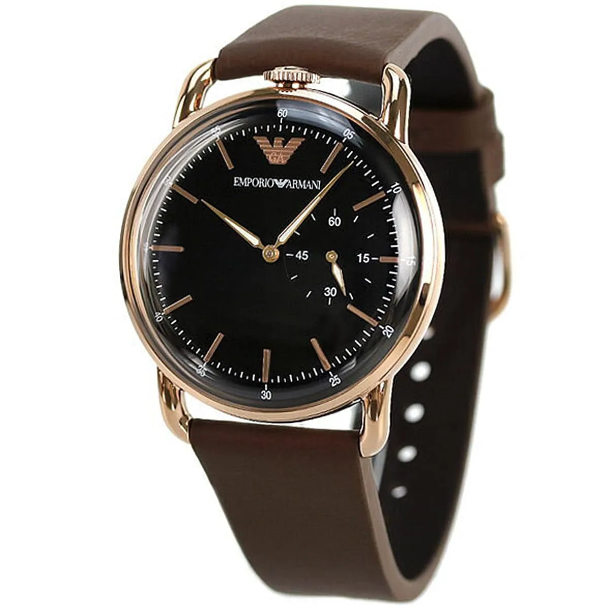 Shop Authentic Emporio Armani Aviator Quartz Black Dial Brown Leather Strap Watch For Men - AR11337 - Luxxuri