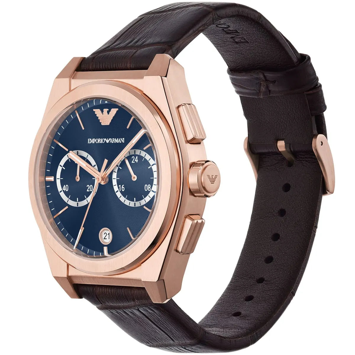 Shop Authentic Emporio Armani Federico Chronograph Blue Dial Brown Leather Strap Watch For Men - AR11563 - Luxxuri