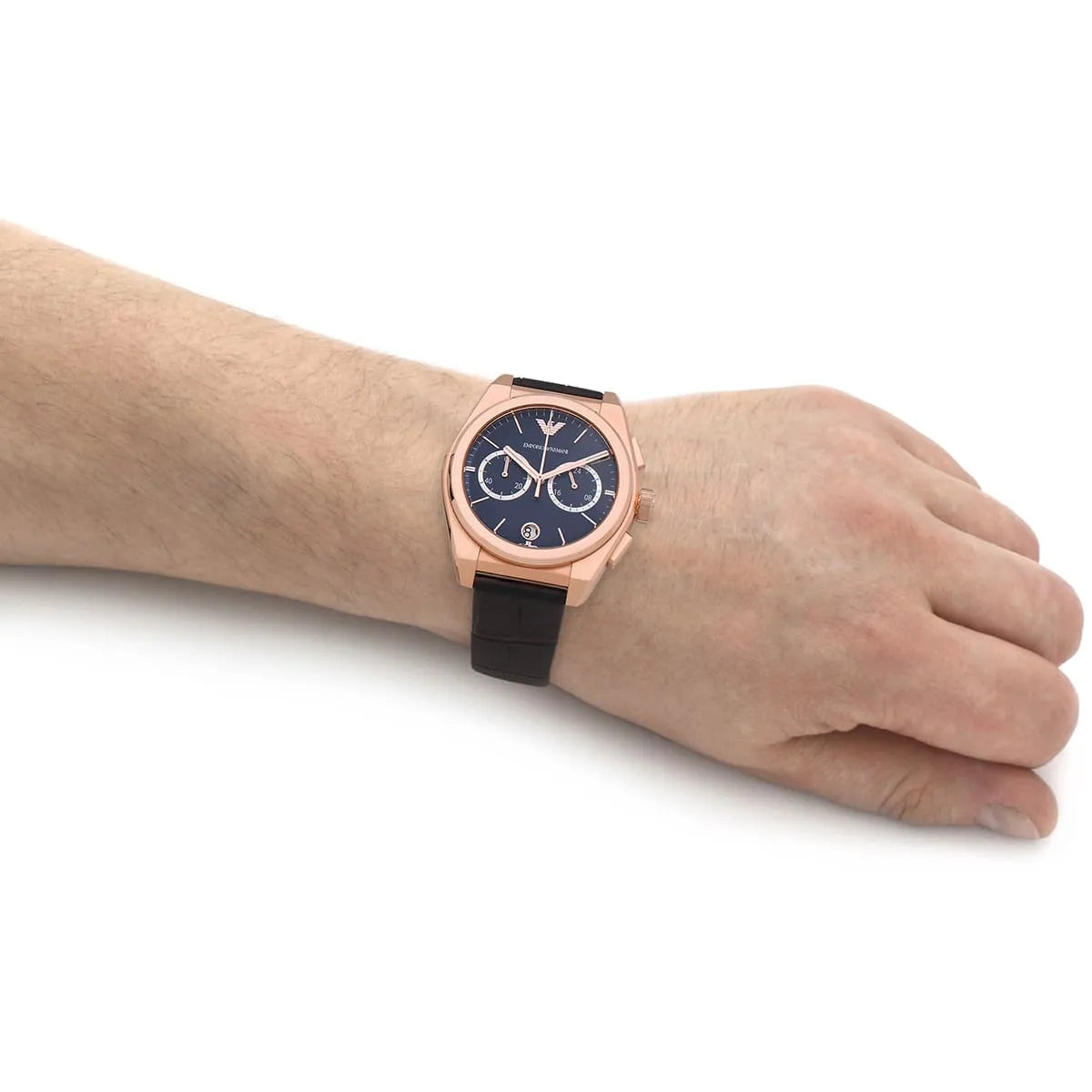 Shop Authentic Emporio Armani Federico Chronograph Blue Dial Brown Leather Strap Watch For Men - AR11563 - Luxxuri