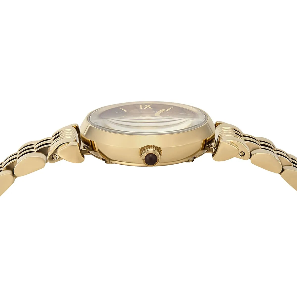 Emporio Armani Gianni T-Bar Brown Dial Gold Steel Strap Watch for Women - AR11703