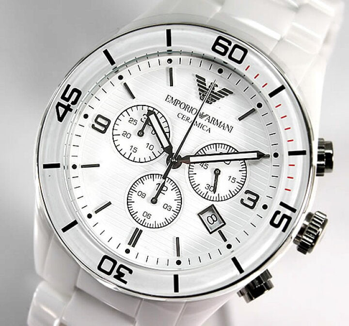 Shop Authentic Emporio Armani Ceramic Chronograph White Dial White Ceramic Strap Watch For Men - AR1424 - Luxxuri