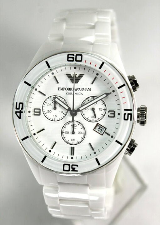 Shop Authentic Emporio Armani Ceramic Chronograph White Dial White Ceramic Strap Watch For Men - AR1424 - Luxxuri