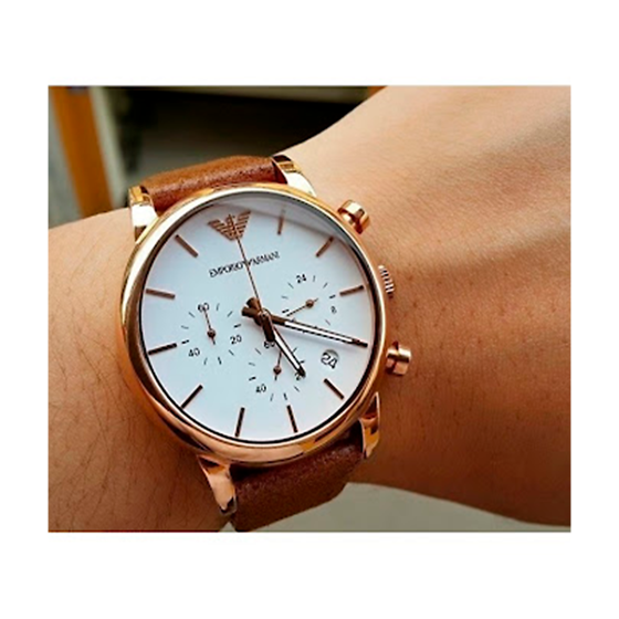 Shop Authentic Emporio Armani Classic Chronograph White Dial Brown Leather Strap Watch For Men - AR1809 - Luxxuri